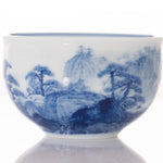 Masterpiece Jingdezhen Blue and White Porcelain Tea Bowl Distant Mountain Landscape