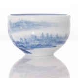 Masterpiece Jingdezhen Blue and White Porcelain Tea Bowl Distant Mountain Landscape