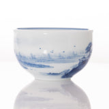 Masterpiece Jingdezhen Blue and White Porcelain Tea Bowl Distant Mountain Landscape