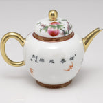 Masterpiece Gold-Plated Enamel Porcelain Teapot Longevity Peach