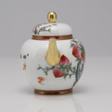 Masterpiece Gold-Plated Enamel Porcelain Teapot Longevity Peach