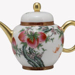 Masterpiece Gold-Plated Enamel Porcelain Teapot Longevity Peach