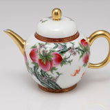 Masterpiece Gold-Plated Enamel Porcelain Teapot Longevity Peach