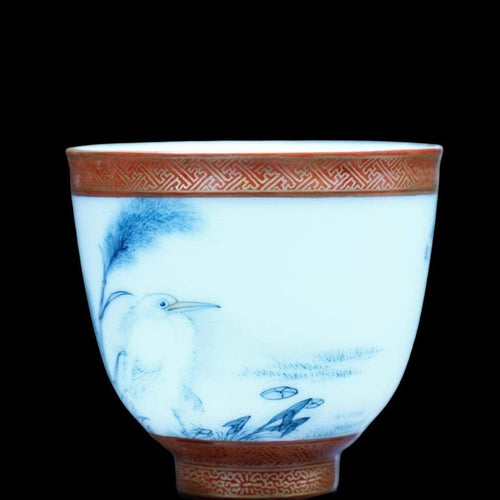 Masterpiece Jingdezhen Wucai Porcelain Gold Banded Wucai Prosperity Teacup