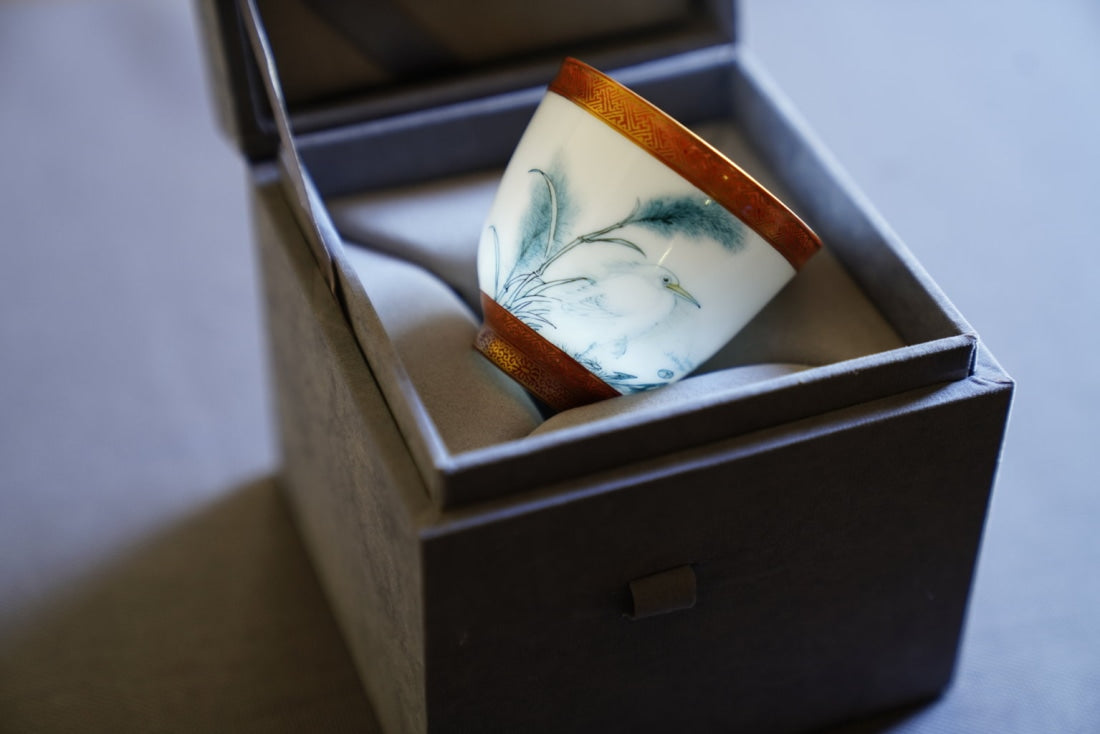 Masterpiece Jingdezhen Wucai Porcelain Gold Banded Wucai Prosperity Teacup