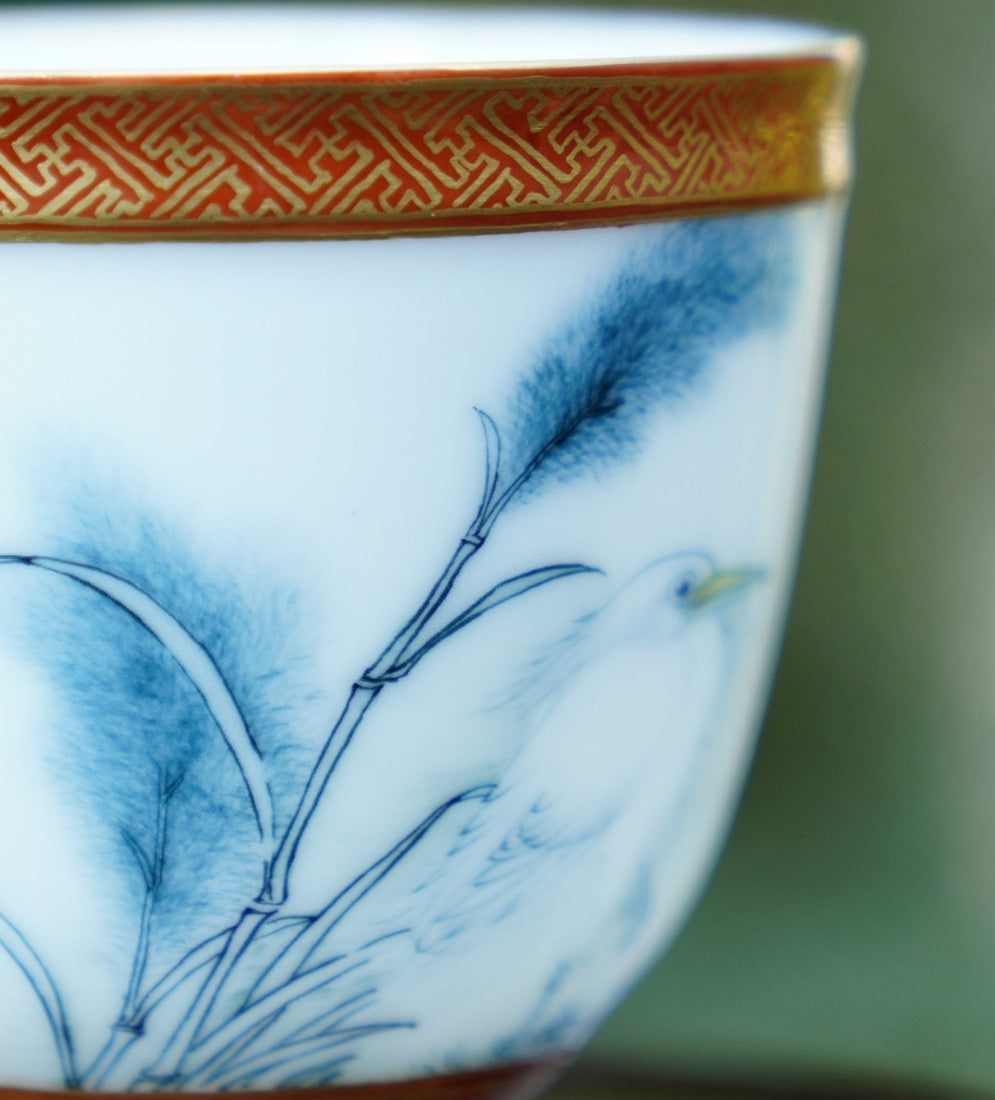 Masterpiece Jingdezhen Wucai Porcelain Gold Banded Wucai Prosperity Teacup