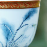 Masterpiece Jingdezhen Wucai Porcelain Gold Banded Wucai Prosperity Teacup