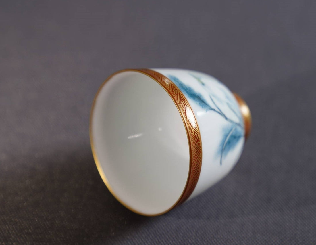 Masterpiece Jingdezhen Wucai Porcelain Gold Banded Wucai Prosperity Teacup