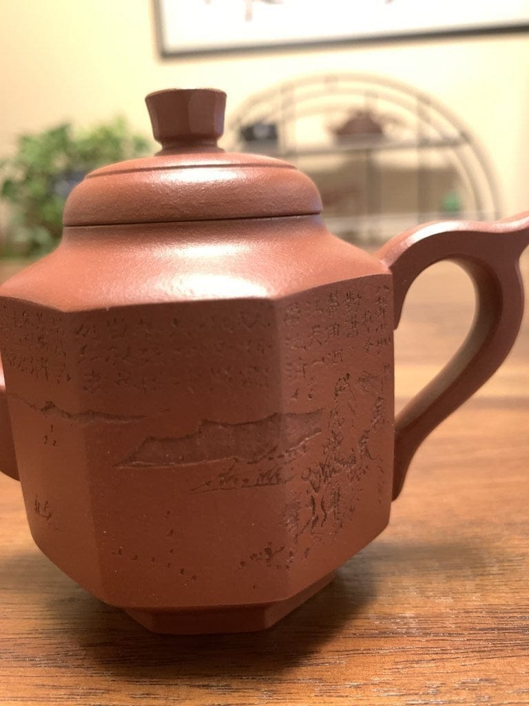 Masterpiece Yixing Zisha Teapot Octagonal Tall-hat Shi Mao Hu