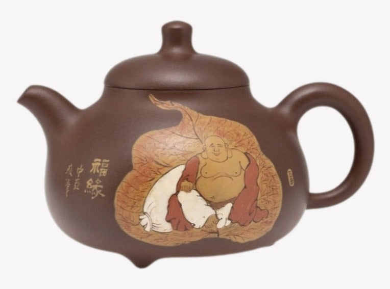 Masterpiece Yixing Zisha Clay-Painting Teapot Ru Ding Zen Happiness