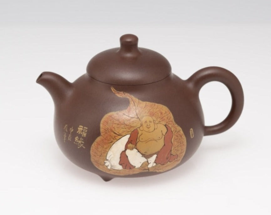 Masterpiece Yixing Zisha Clay-Painting Teapot Ru Ding Zen Happiness