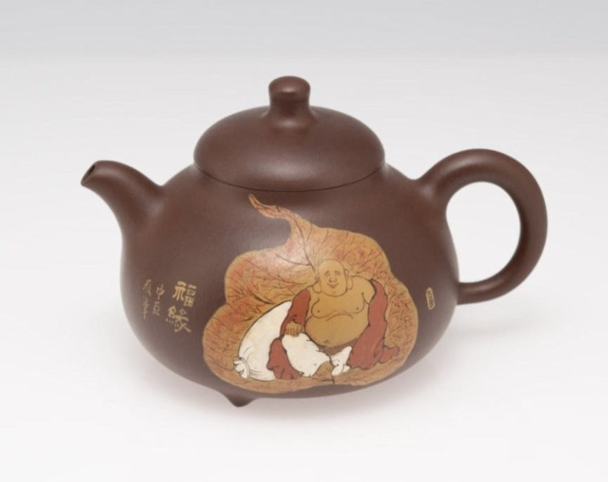 Tea Ware - Masterpiece Yixing Zisha Teapot Ru Ding with Clay-Painting