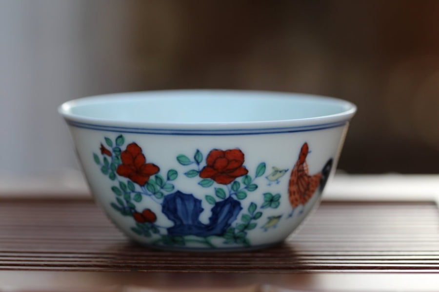 Tea Ware - Porcelain Chicken Cup Replica of Ming Dynasty Chenghua