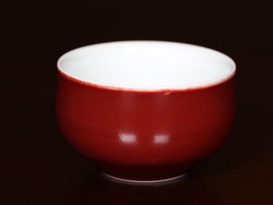 Tea Ware - Porcelain Cup Ji Hong (Fresh Red) Glazed 125 ml MeiMei