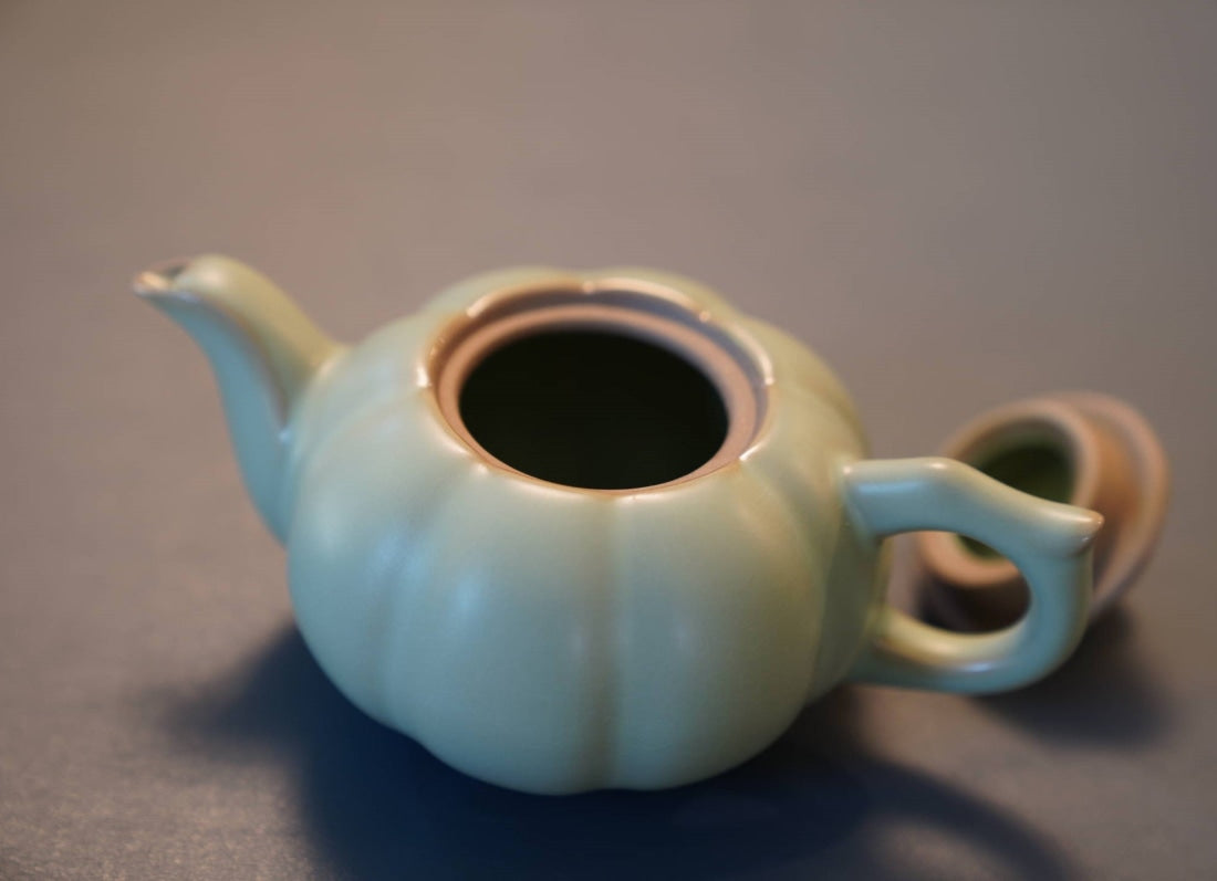 Ru Kiln Porcelain Sunflower Teapot with optional Matching Base and Teacup Set