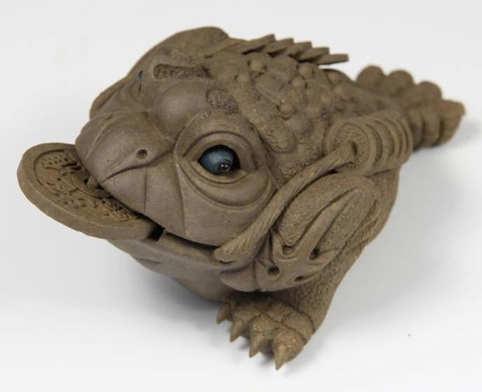 Tea Pet Lucky Toad With Movable Eyes and Rotating Coin Handmade