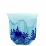 Treasure Blue and White Porcelain Tea Cup Distant Mountain Painting 120ml