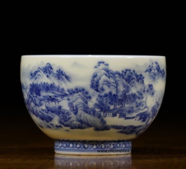Jingdezhen Treasure Blue and White Porcelain Teacup Elaborate Landscape
