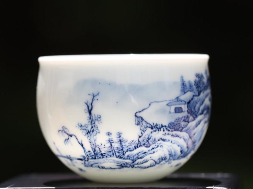 Treasure Blue and White Porcelain Teacup Masterpiece Landscape
