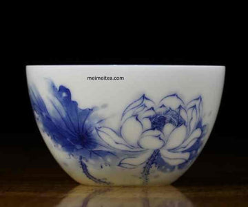 Jingdezhen Blue and White Porcelain Masterpiece Tea Bowl Lotus