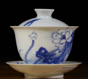 Tea Ware - Treasure Jingdezhen Blue and White Porcelain Lotus Gaiwan