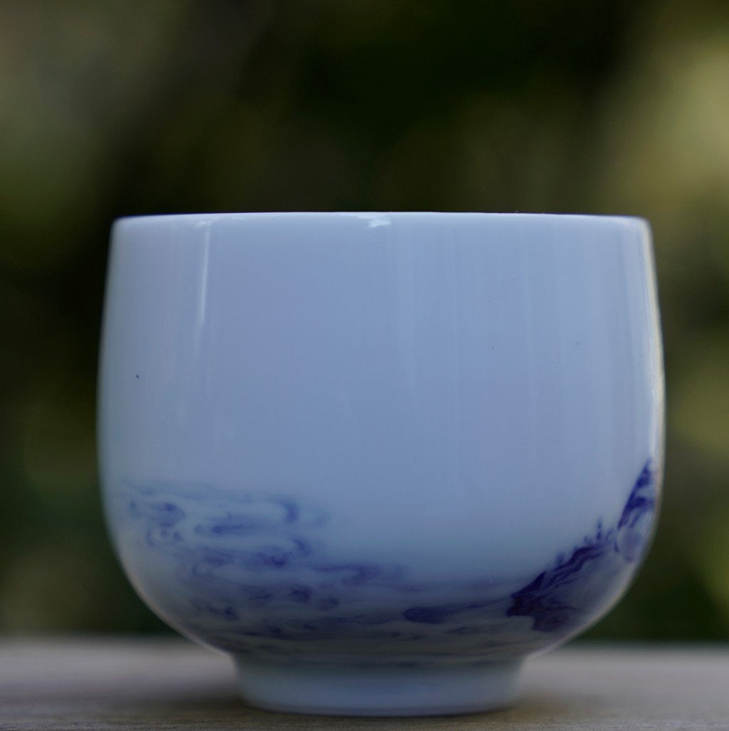 Treasure Jingdezhen Blue and White Porcelain Master Tea Bowl Contemplating Monk