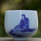 Treasure Jingdezhen Blue and White Porcelain Master Tea Bowl Contemplating Monk
