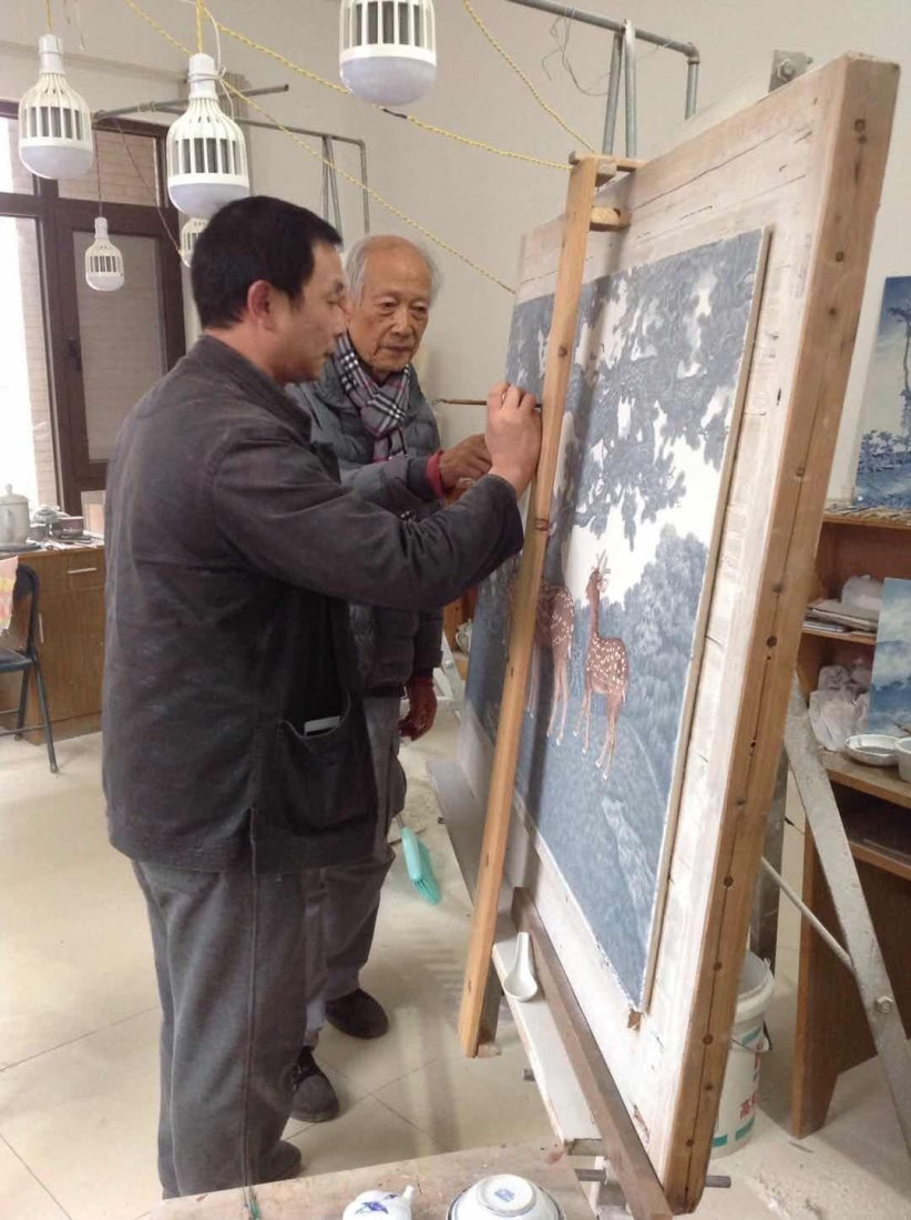 Treasure Jingdezhen Blue and White Porcelain Master Tea Bowl Contemplating Monk