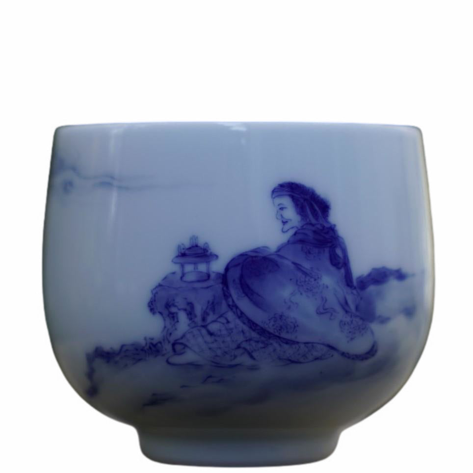 Treasure Jingdezhen Blue and White Porcelain Painting Tea Cup Zen Meditation