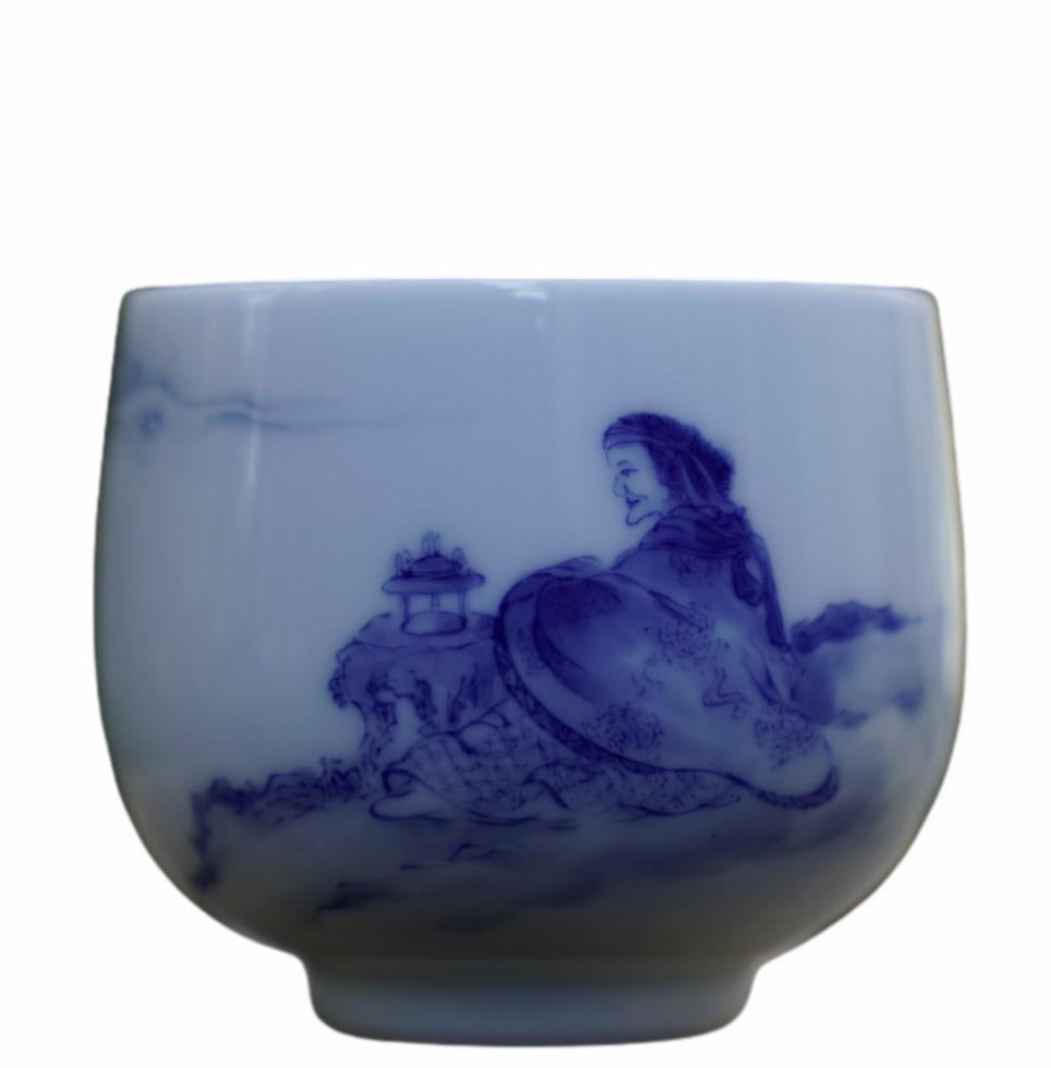Treasure Jingdezhen Blue and White Porcelain Painting Tea Cup Zen Meditation