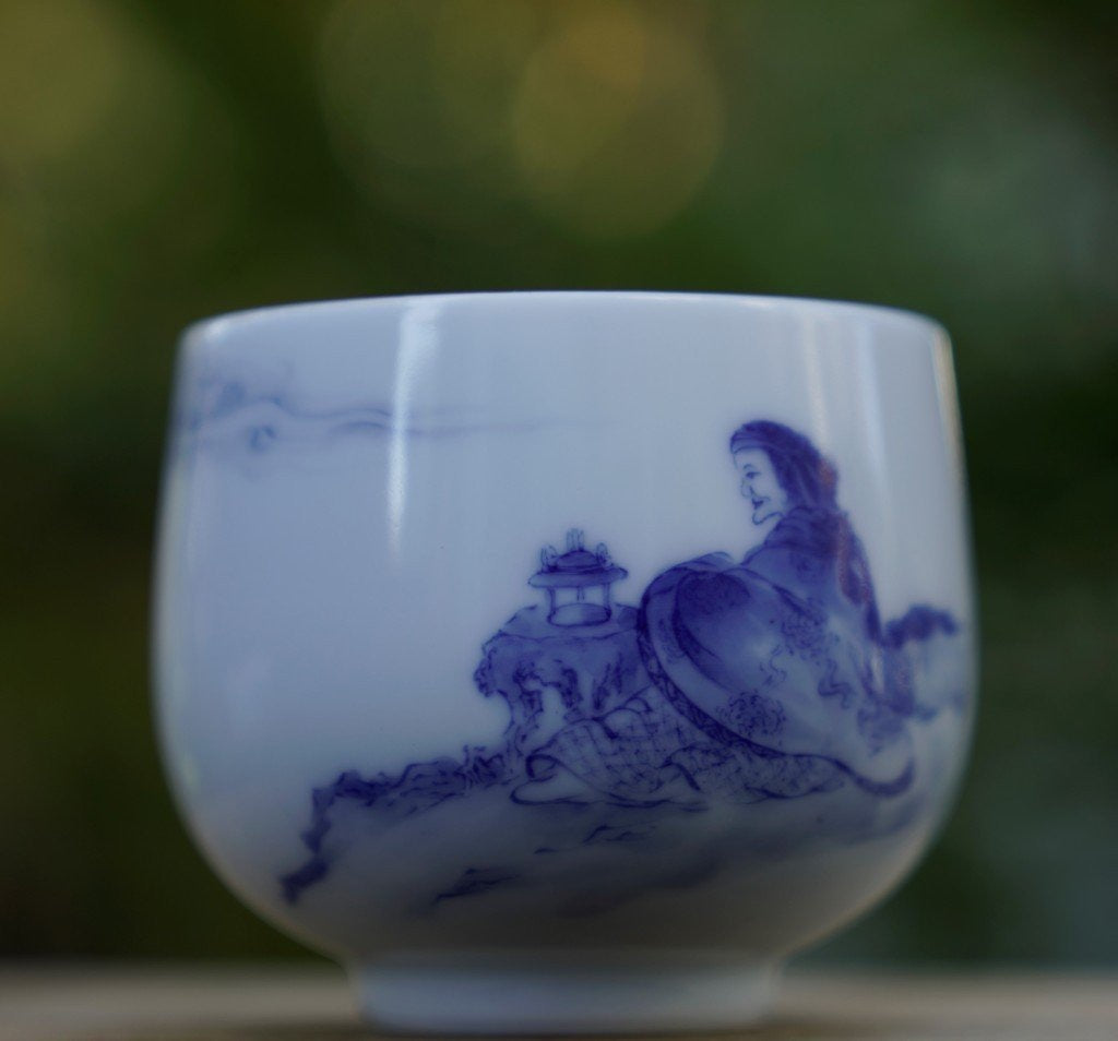 Treasure Jingdezhen Blue and White Porcelain Painting Tea Cup Zen Meditation