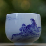 Treasure Jingdezhen Blue and White Porcelain Painting Tea Cup Zen Meditation
