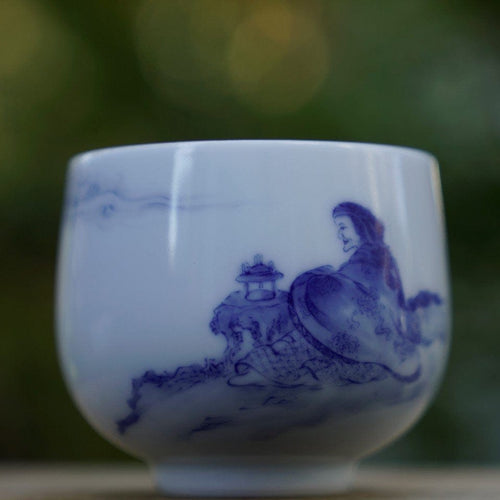 Treasure Jingdezhen Blue and White Porcelain Painting Tea Cup Zen Meditation