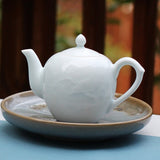 Treasure Jingdezhen White Porcelain Teapot Bird and Moon Relief