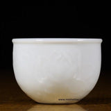 Treasure White Porcelain Teacup Elaborate Lotus Flower Relief