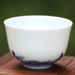 Treasure Yingqing Blue and White Porcelain Teacup Relief Five Happiness