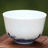 Treasure Yingqing Blue and White Porcelain Teacup Relief Five Happiness
