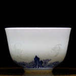 Treasure Yingqing Blue and White Porcelain Teacup Relief Five Happiness