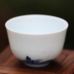 Treasure Yingqing Blue and White Porcelain Teacup Relief Five Happiness