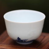Treasure Yingqing Blue and White Porcelain Teacup Relief Five Happiness