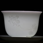 Treasure Yingqing White Porcelain Gaiwan Artisanal Relief Lotus 150ml
