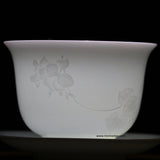 Treasure Yingqing White Porcelain Gaiwan Artisanal Relief Lotus 150ml