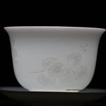 Treasure Yingqing White Porcelain Gaiwan Artisanal Relief Lotus 150ml