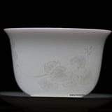 Treasure Yingqing White Porcelain Gaiwan Artisanal Relief Lotus 150ml
