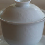 Treasure Yingqing White Porcelain Gaiwan Artisanal Relief Lotus 150ml