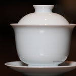Treasure Yingqing White Porcelain Gaiwan Artisanal Relief Lotus 150ml
