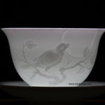 Treasure Jingdezhen White Porcelain Gaiwan Engraved Bird and Moon
