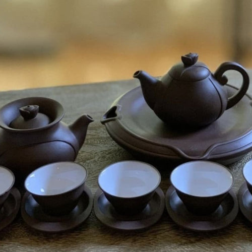 Yixing Clay Teapot Set Catharanthus Roseus Flower
