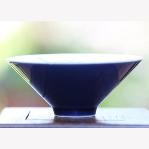 Fine Porcelain Artisan Gongfu Tea Cup Deep Blue Glaze