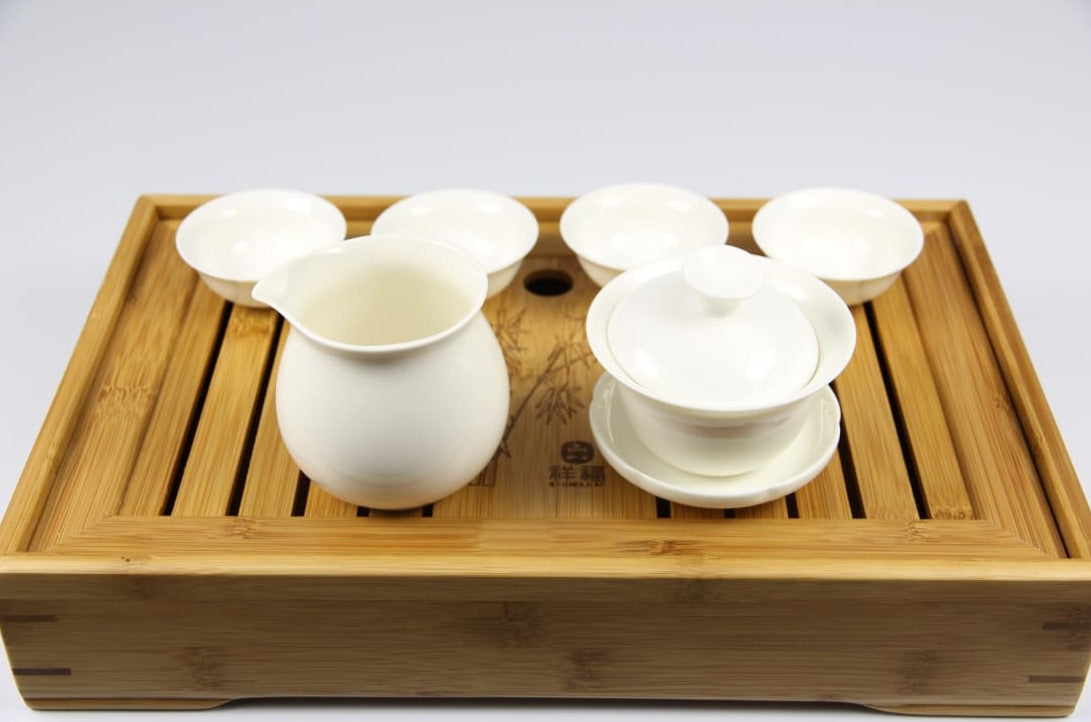 Portable Bamboo Gongfu Tea Service Tray with Water Storage